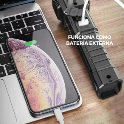 🔦 Linterna LED Táctica 4 en 1 con Martillo de Seguridad y Carga USB ✨